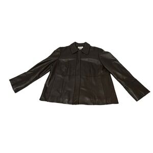 Pendleton Jacket BROWN Leather Buttons Women size Large CLEAN‎
